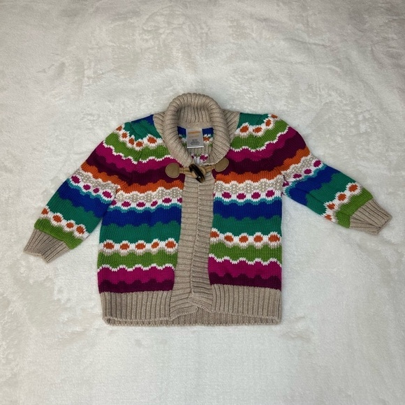 Gymboree Sweet Music wavy striped toggle cardigan sweater Size 6-12M - Picture 1 of 5